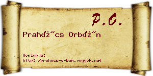 Prahács Orbán névjegykártya